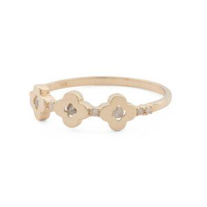 DIADEME Gold/Diamond 14kt Gold Diamond Clover Ring